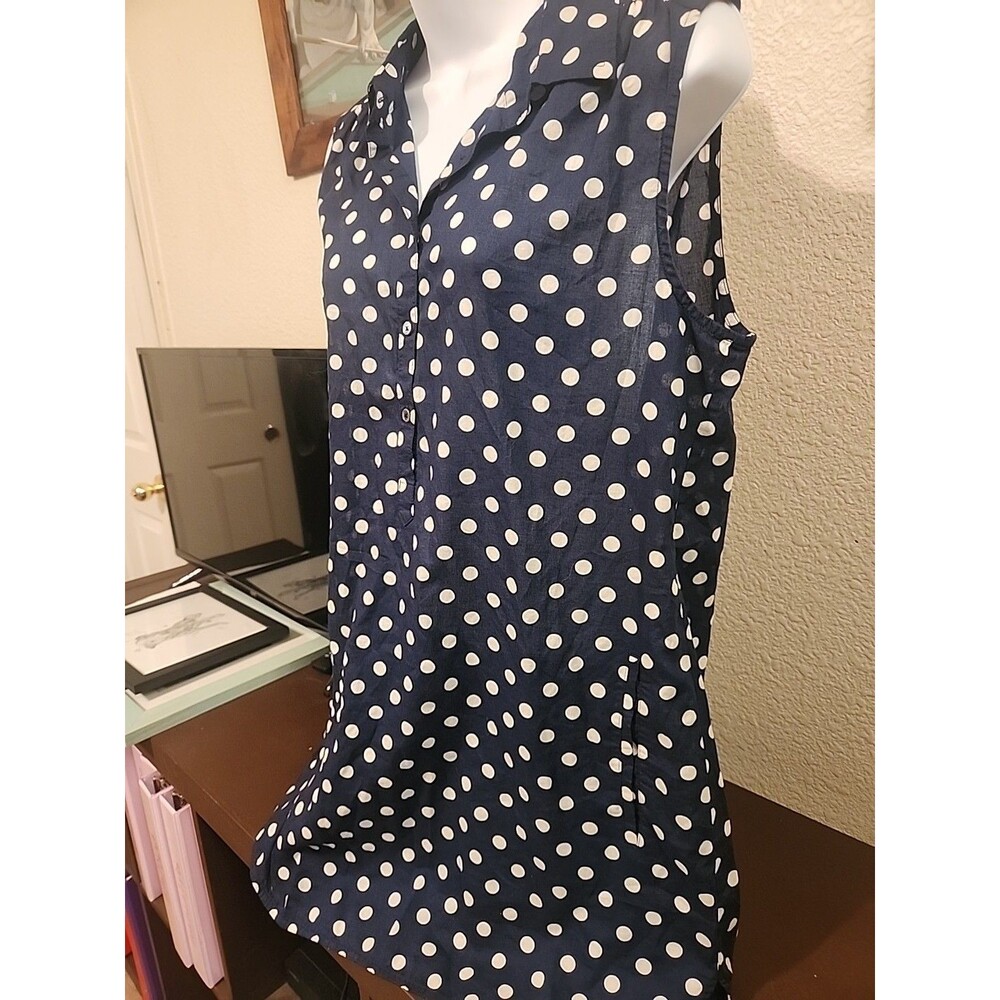 J.Crew Classic! Royal Blue Polka Dot Tank Top - Women's Size M - Preppy Stylev - Picture 2 of 5